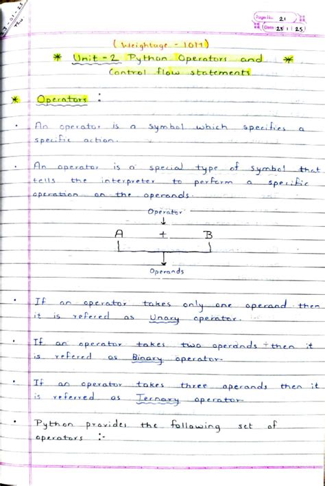 Python Operators and Control Flow Statements - Unit 2 (PWP) - Studocu