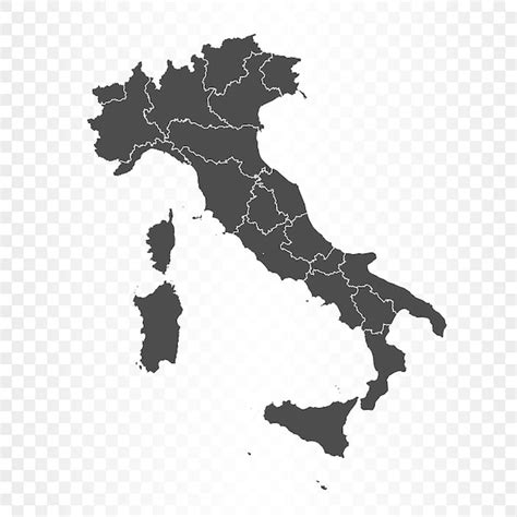 Mapa da Itália em fundo transparente | Vetor Premium