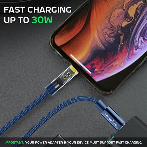 pTron Solero 30W Type-C to 8 Pin USB Fast Charging Nylon Braided Cable ...