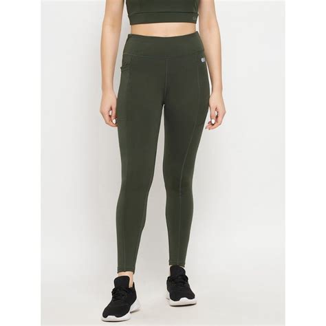 Buy Clovia Snug Fit High-Rise Active Tights in Seaweed Green Online