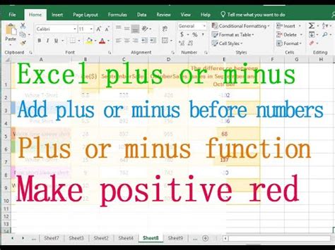 Excel plus or minus format (make positive red and negative blue) - YouTube