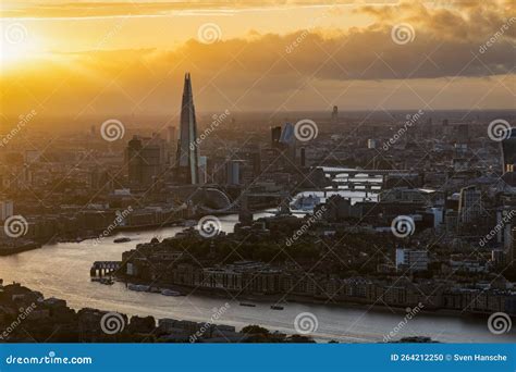 High Panoramic Sunset View of the Urban Skyline of London Stock Photo ...