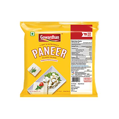 Buy Gowardhan Fresh Paneer Classic Block 200 Gm Pouch Online At Best ...
