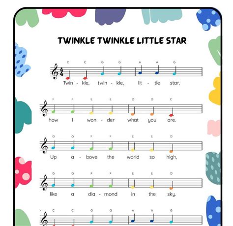 Twinkle Twinkle Little Star Easy Sheet Music for Baby Einstein Paino - Etsy