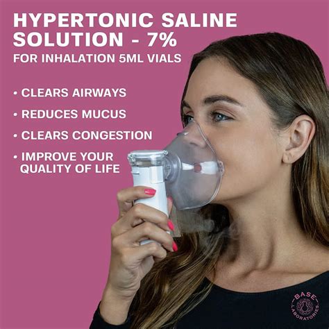 Base Labs 7% Hypertonic Saline Solution for Nebulizer Machine - 75 Vials (5ml) - Respiratory ...