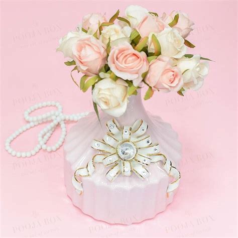 Buy Crystal Studded Flower Vase Online in India - Mypoojabox.in