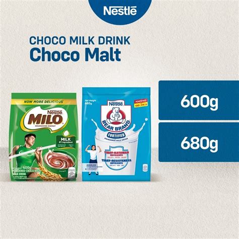 Milo Powdered Choco Malt Milk Drink 600g + Bear Brand Fortified ...