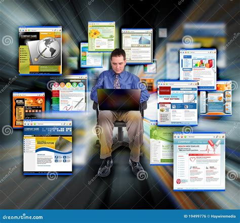 Business Man Surfing Internet Web Sites Stock Photo - Image of glow ...