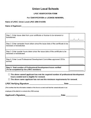 Fillable Online Lpdc Verification Form for Certification or License ...