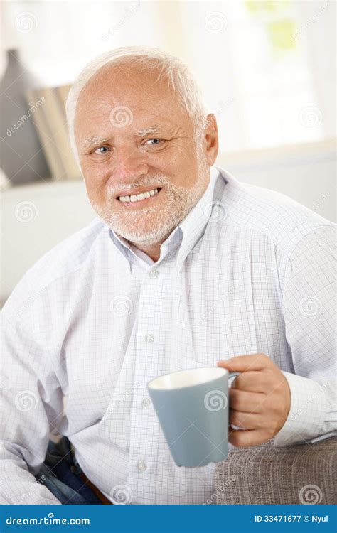Smiling Old Man Having Coffee Royalty Free Stock Photography - Image ...