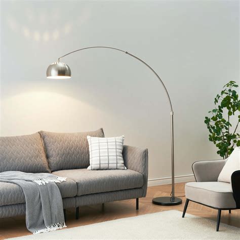 Modern Curved Floor Lamp Arc Floor Lamp In Chrome With Silver Lined