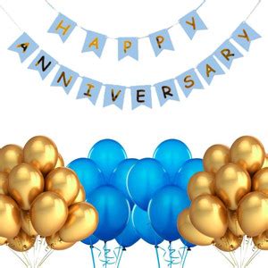 Wonder Happy Anniversary Party Decoration Combo Blue Banner, Golden ...
