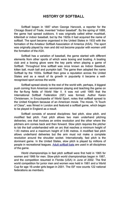 Who Invented Softball