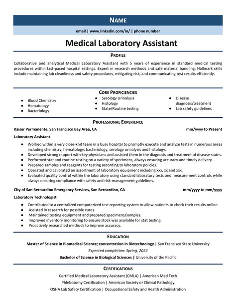 Medical laboratory assistant resume example guide 2021 – Artofit