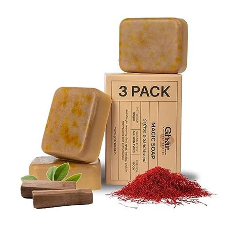 Buy Ghar Soaps Sandalwood & Saffron Magic Soaps For Bath (300 Gms Pack ...
