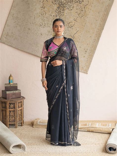 Vintage Work Diamond Chiffon Saree with Rajasthani Aangi – Odhani By SRN