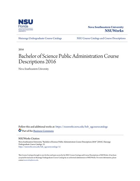 Bachelor of Science Public Administration Course Descriptions 201 ...