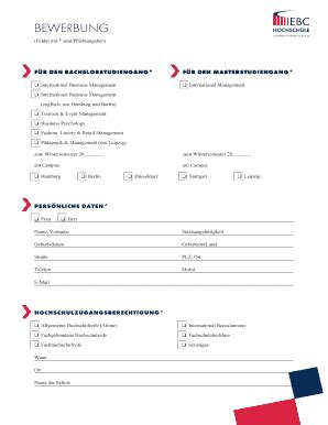 Ausfüllbar Online ebc-hochschule (Felder mit * sind Pflichtangaben) Fax ...