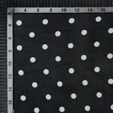 Black And White Polka Dot Digital Print Georgette Fabric – Fabcurate