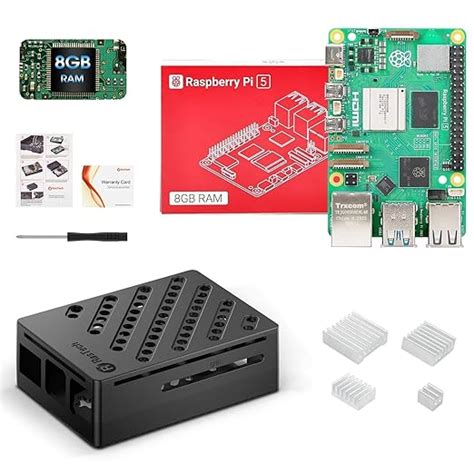 RasTech Raspberry Pi 5 8GB RAM Kit with Pi5 Case, Heatsinks, Srewdriver ...