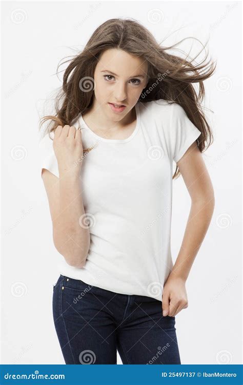 Expression of a Real Young Girl Stock Image - Image of casual, space ...