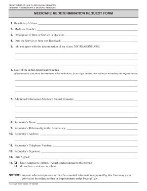 Fillable Online Medicare Redetermination Request Fax Email Print ...