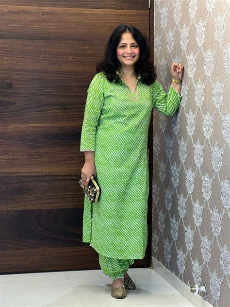 Lehariya Green Colour Pure Cotton Pathani Co-ord Set – Belle Creations Pune