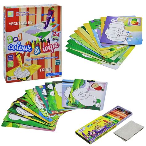 Ekta Colour & Wipe Vegetables and Fruits, Multi Color – Juplay World
