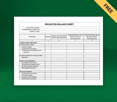Projected Balance Sheet Format | Free Download