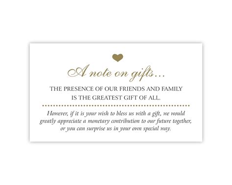 Request for Cash Money Instead of Gifts at Wedding, Monetary Gifts Card ...