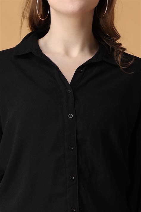Stay Formal in Style with Long Sleeve Shirt in Solid Poly Crepe Fabric ...