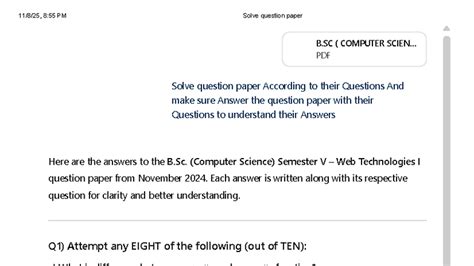 B.SC (Computer Science) Semester V Web Technologies I QP Solutions ...