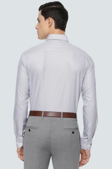 Buy Men Grey Classic Fit Stripe Full Sleeves Formal Shirt Online ...