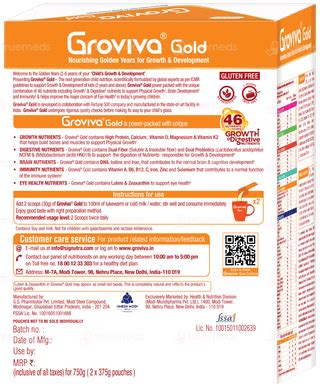 Groviva Gold For 2 Years Chocolate Flavour Refill 2 Pouches Of 375gm ...