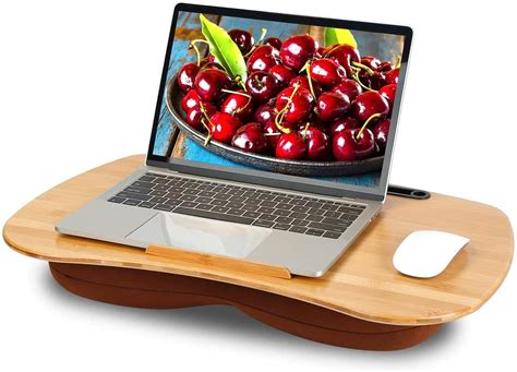 Snazzy Bamboo Wood Bamboo Lap Desk Pillow Cushioned Laptop Tray Fit Up ...