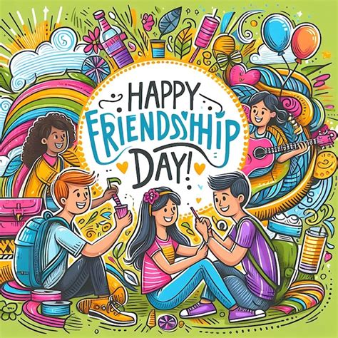 A poster with a cartoon of friends playing with a green background with ...