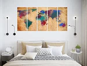 CN RETAILS Set Of 5 Scenery 3d Framed World map Wall Paintings For ...