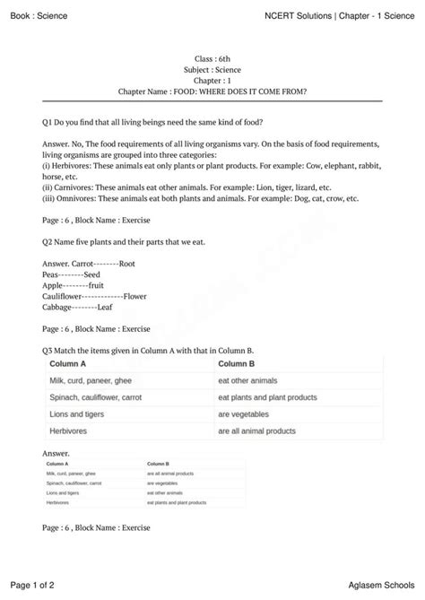 Science Class 6 1 Lesson Answer 的图像结果