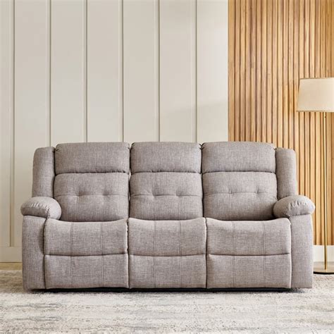 Buy Helios Zurich Fabric 3-Seater Recliner - Brown from Home Centre at ...