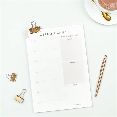 Weekly Planner Pad (Peach) – The Journal Lab