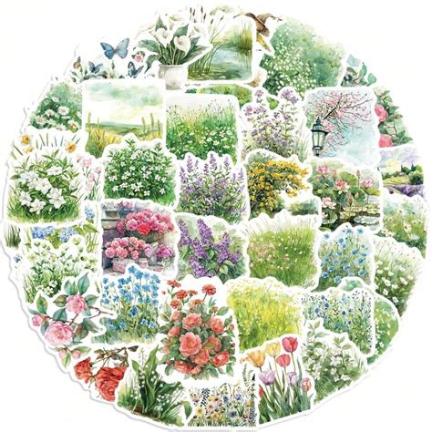 50 Pcs Watercolor Summer Clip Art Stickers Pack | Vinyl Aesthetics ...