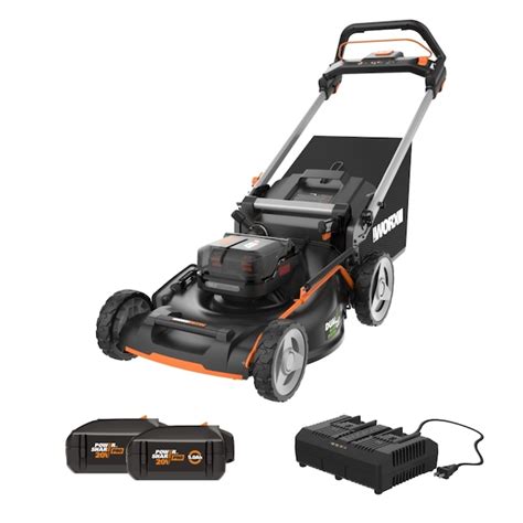WORX 40-volt 21-in Cordless Self-propelled Lawn Mower 5 Ah (2-Batteries ...