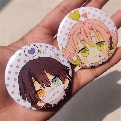 Mitsuri and Obanai Matching Badges – Dipped in Doodles