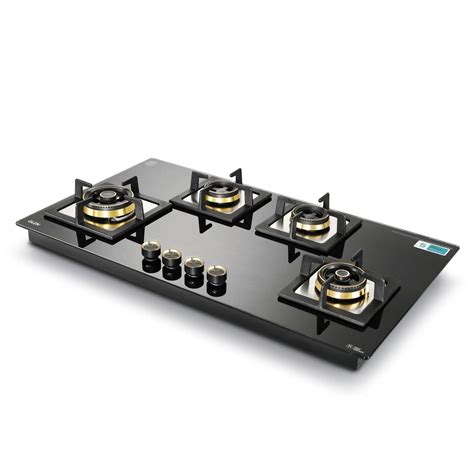 Buy 4 Burner Glass Gas Hob with Brass Burners & Flame Failure Device