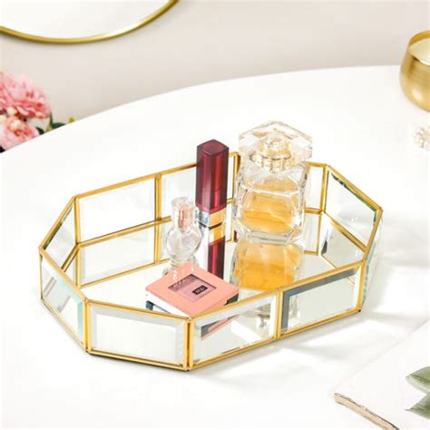 Square Gifting Tray With Mirror Gold Small Online - Premium Decorative ...