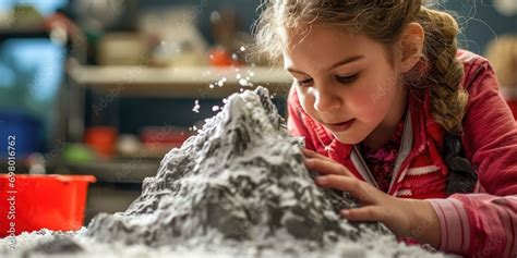 Science Fair Project: Young Student Constructs A Model Volcano Stock ...