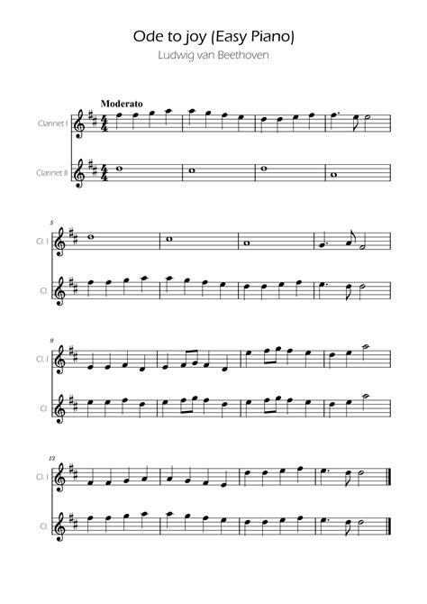 Ode To Joy - Easy Clarinet Duet (arr. Ygor Nunes) by Beethoven Sheet ...