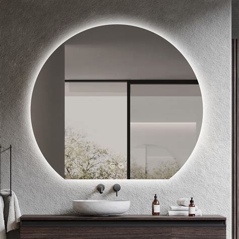 Amazon.com: Niccy Half Moon Round LED Bathroom Mirror for Wall, 40 ...