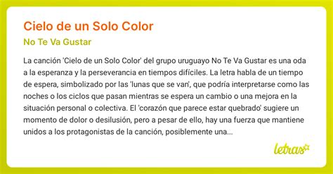 Significado de la canción CIELO DE UN SOLO COLOR (No Te Va Gustar ...