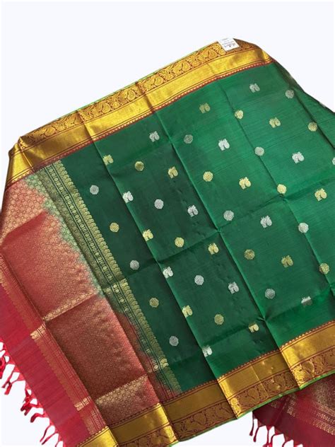 Buy kanjivaram dupatta Green Red Online – pochampallysarees.com